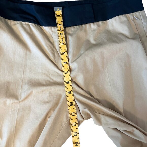 Akris Wide Leg Cotton Trouser Pants Womens 12 Tan Zip Pockets Luxury Minimalist - Picture 10 of 11